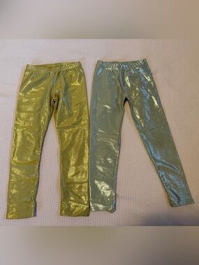 Kids Shiny Metallic Leggings - Gold & Silver